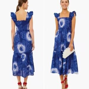 Tuckernuck Rory Dress Size M Blue Tie Dye Smocked Nap Dress